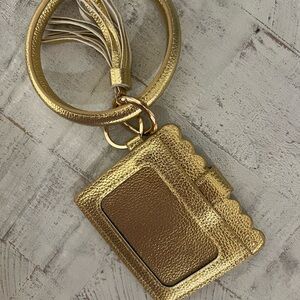 Gold Leather Keychain Wallet